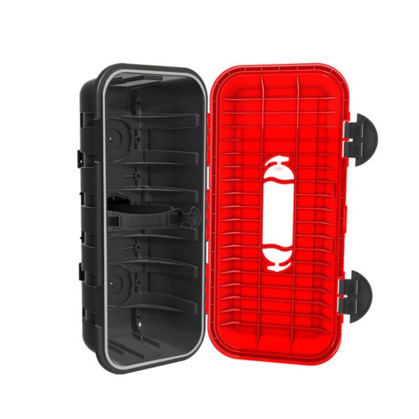 BAWER-tulekustutikapp-4-6-kg-tulekustutile-2 tulekustutikapp 6 kg ABC pulberkustutile seest vaade